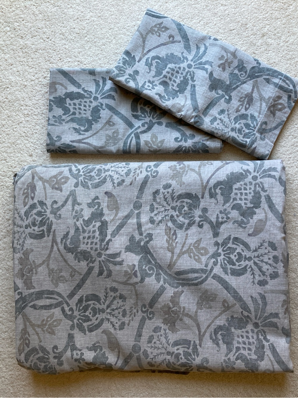 Restoration Hardware Italian Block Print Floral full/queen duvet & 2 euro shams